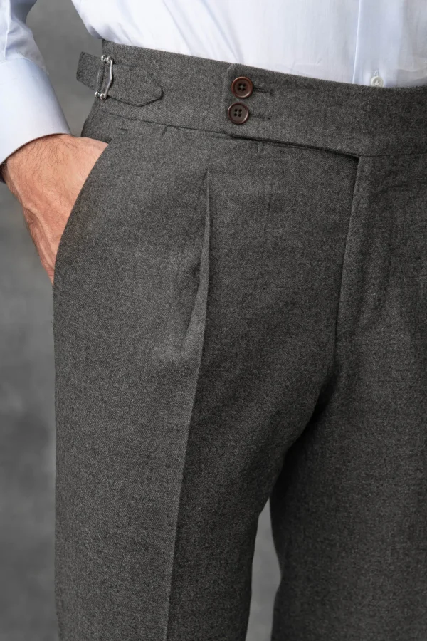 Anthracite flannel Soragna trousers - Made in Italy