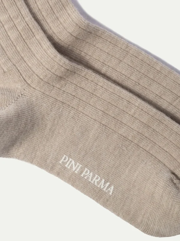 Beige - Super durable Wool short socks - Made in Italy