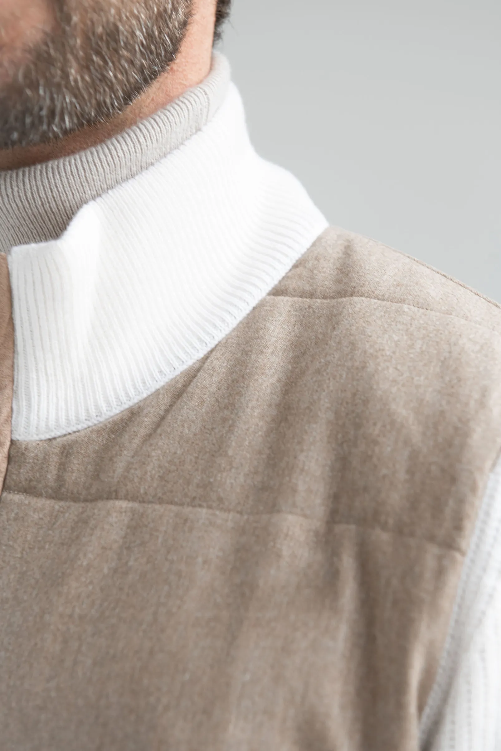 beige_cardigan__flannel___2.webp Beige cardigan - flannel & knitted wool - Made in Italy