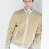 Beige corduroy college bomber - Made in Italy