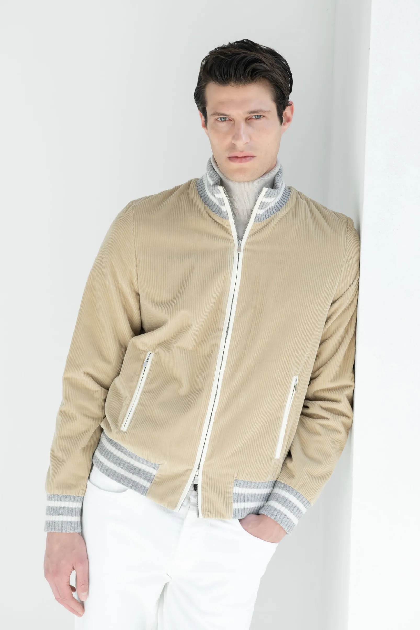 beige_corduroy_college_bo_0.webp Beige corduroy college bomber - Made in Italy