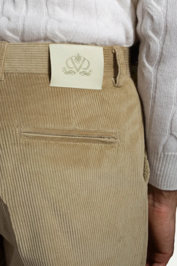 Beige corduroy Sirmione trousers - Made in Italy