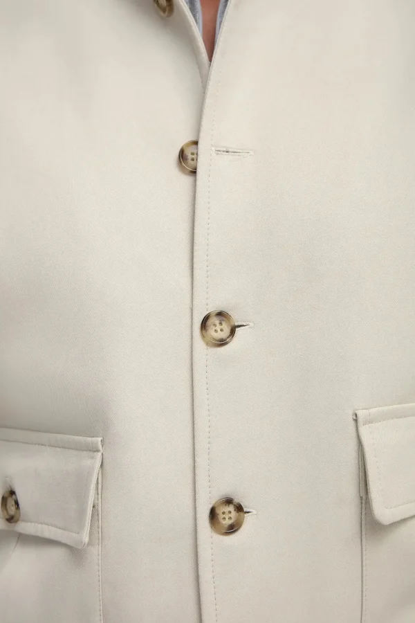 Beige cotton and silk bomber - Made in Italy