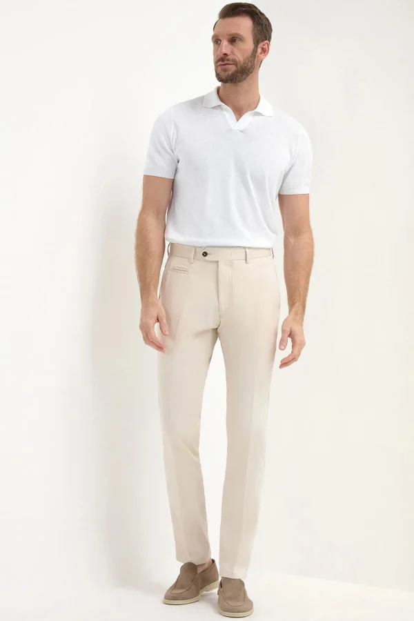Beige cotton Garda trousers - Made in Italy