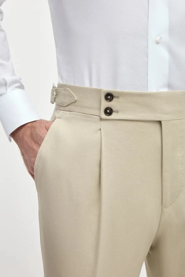 Beige cotton Soragna trousers - Made in Italy
