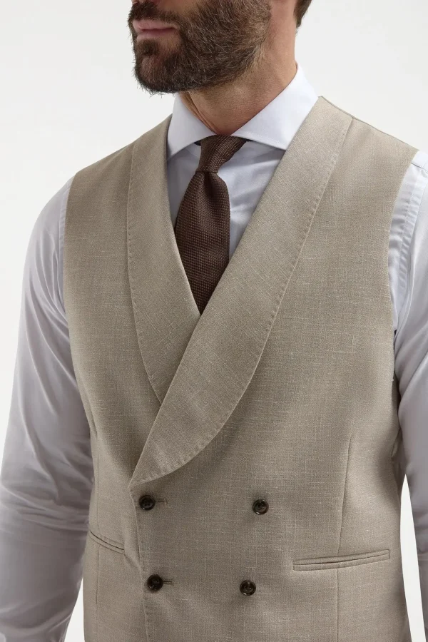 Beige double breasted waistcoat - Made in Italy