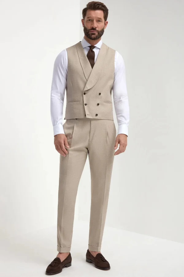 Beige double breasted waistcoat - Made in Italy