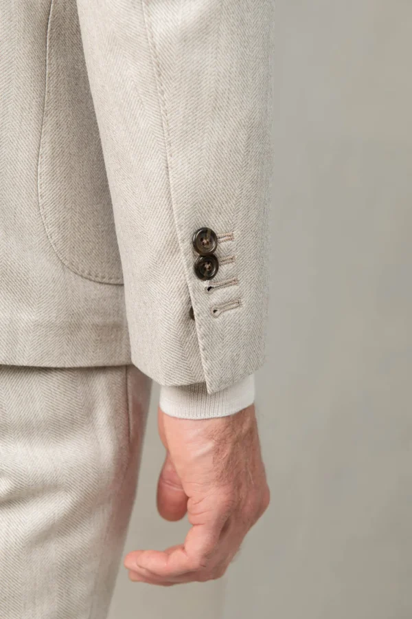 Beige herringbone suit - Made in Italy