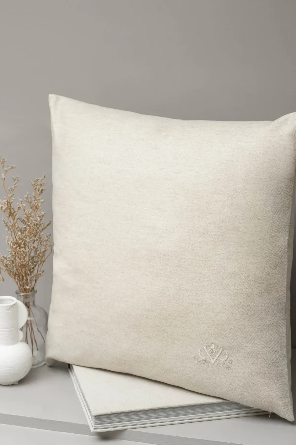 Beige herringbone wool cushion - Made in Italy