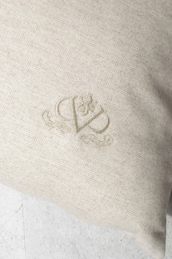 Beige herringbone wool cushion - Made in Italy