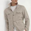 Beige houndstooth safari jacket - Made in Italy