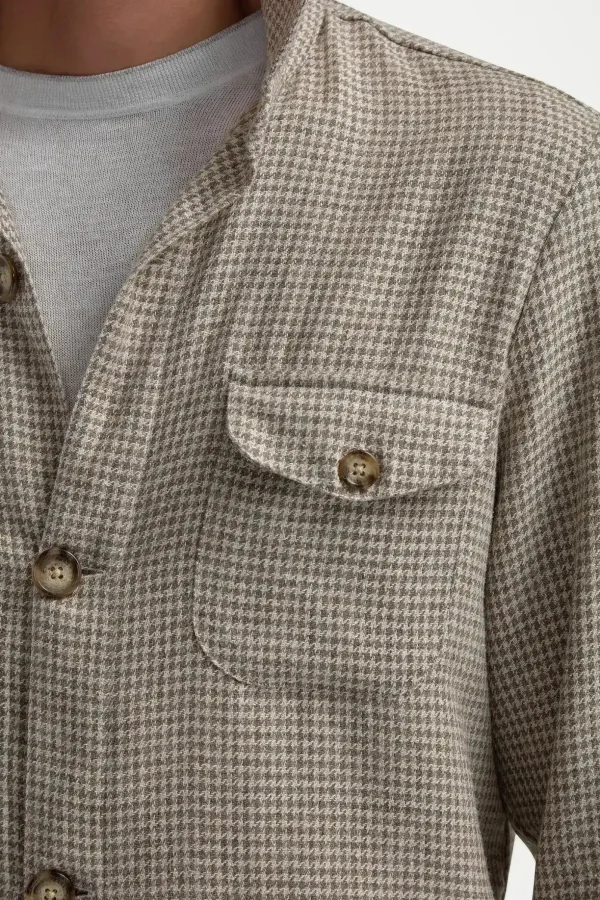 Beige houndstooth safari jacket - Made in Italy