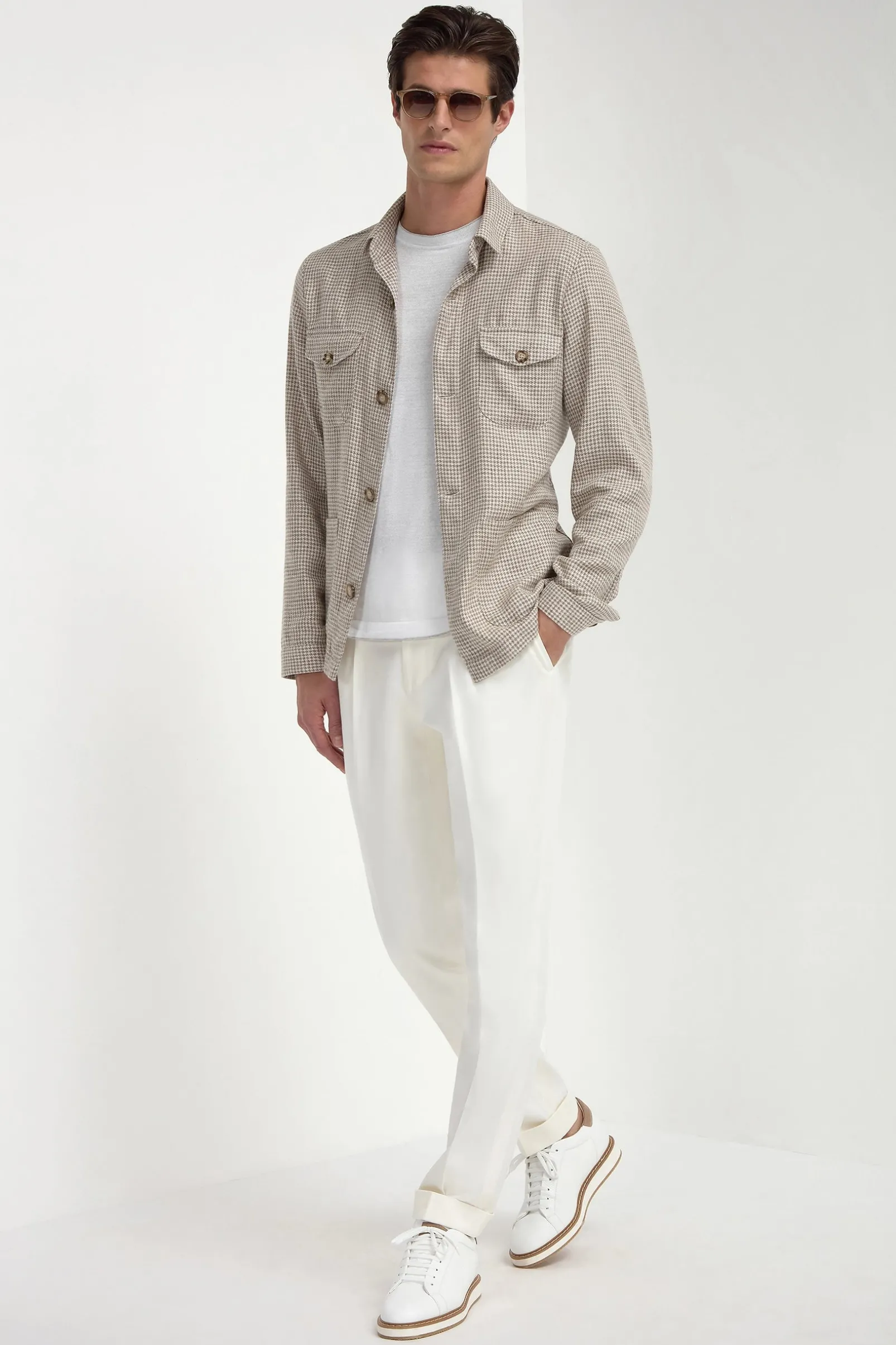 beige_houndstooth_safari__5.webp Beige houndstooth safari jacket - Made in Italy
