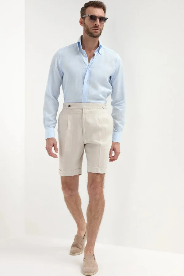 Beige linen shorts - Made in Italy