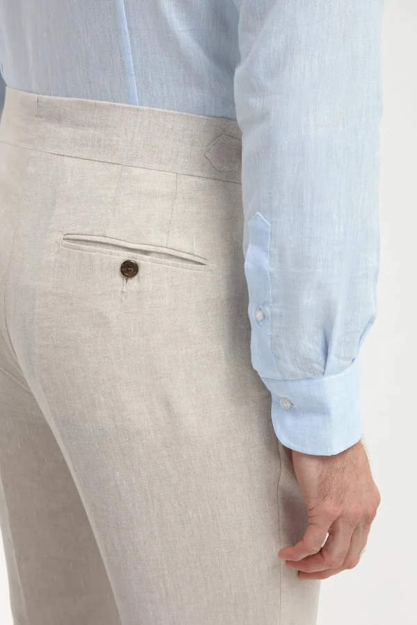 Beige linen Soragna trousers - Made in Italy