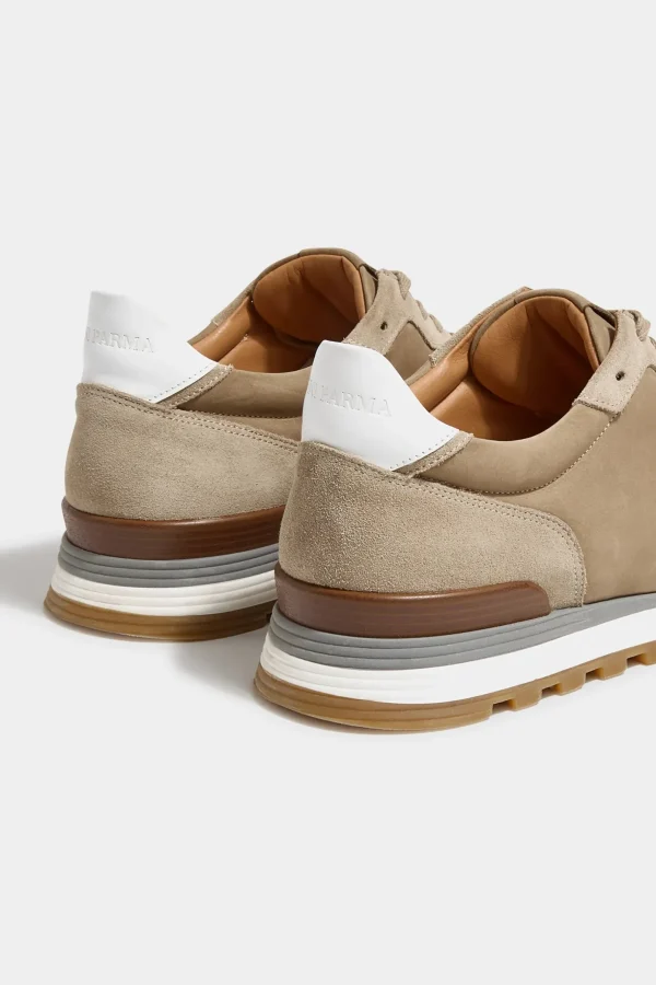 Beige nabuk and suede runners - Made In Italy