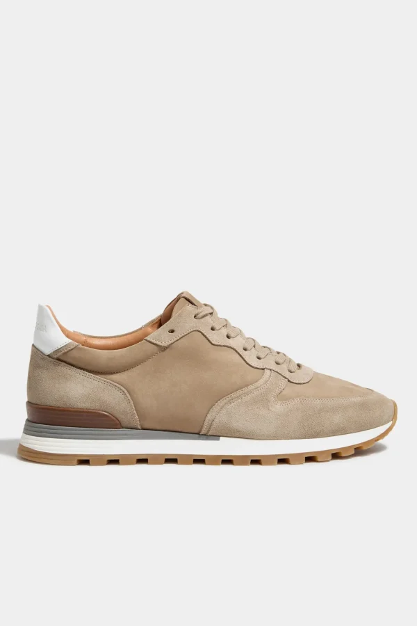 Beige nabuk and suede runners - Made In Italy