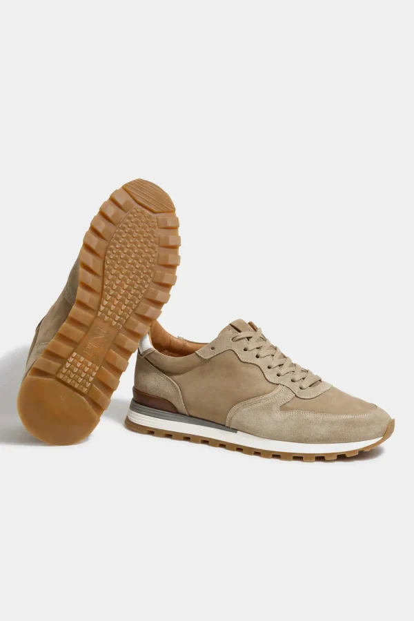 Beige nabuk and suede runners - Made In Italy