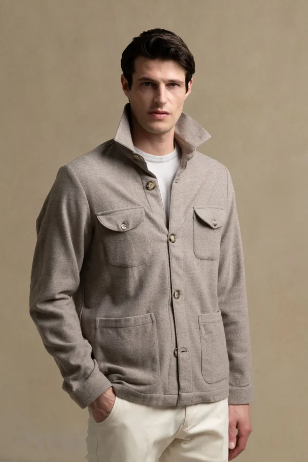 Beige Safari Jacket flannel Super 180s – Made in Italy