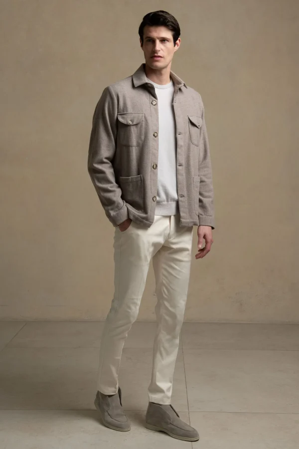 Beige Safari Jacket flannel Super 180s – Made in Italy