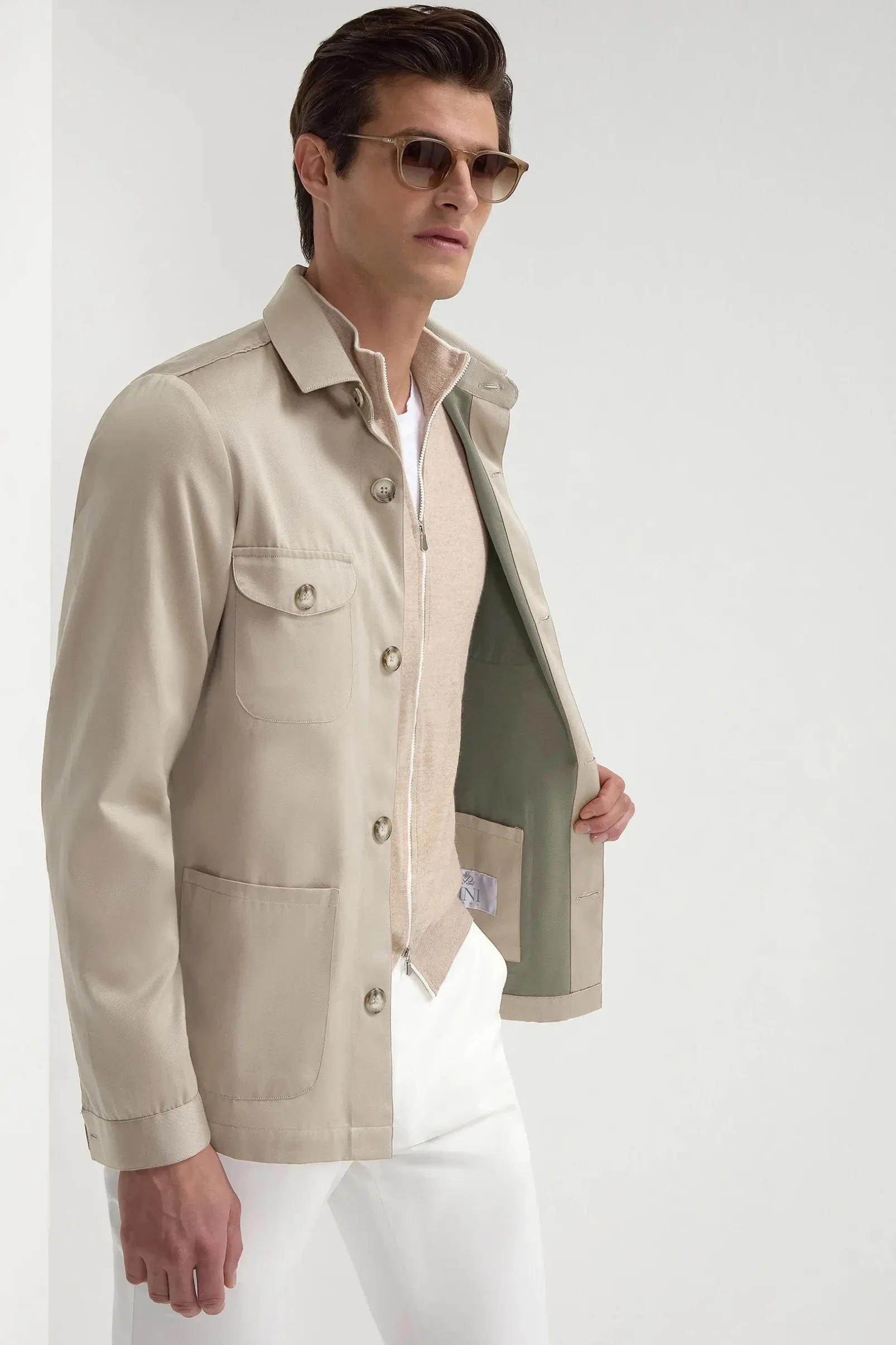 beige_solaro_effect_safar_1.webp Beige solaro effect safari jacket - Made in Italy
