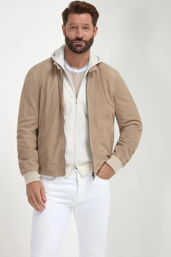 Beige striped collar detail knitted t-shirt - Made in Italy