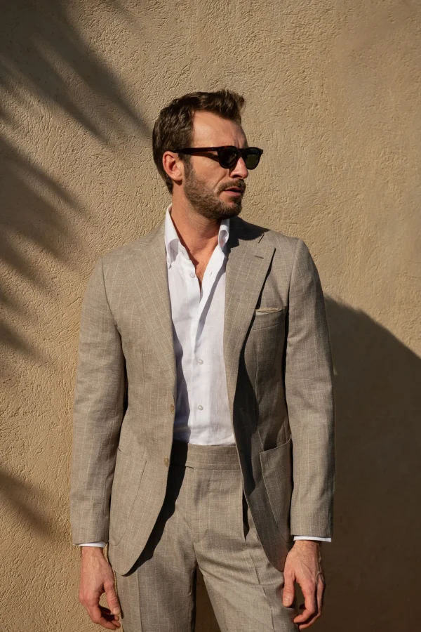 Beige striped suit - Made in Italy