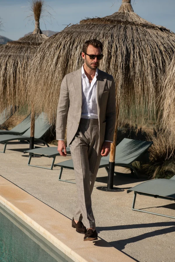 Beige striped suit - Made in Italy