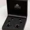 Black cufflinks and dress studs set - Made in Italy