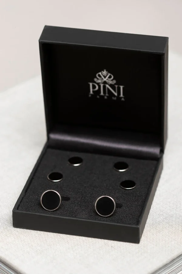 Black cufflinks and dress studs set - Made in Italy