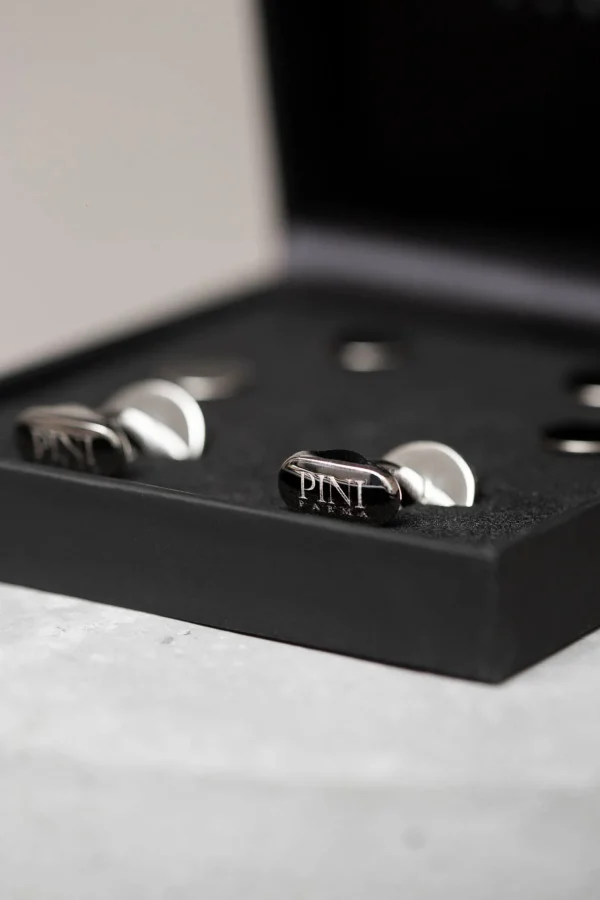 Black cufflinks and dress studs set - Made in Italy