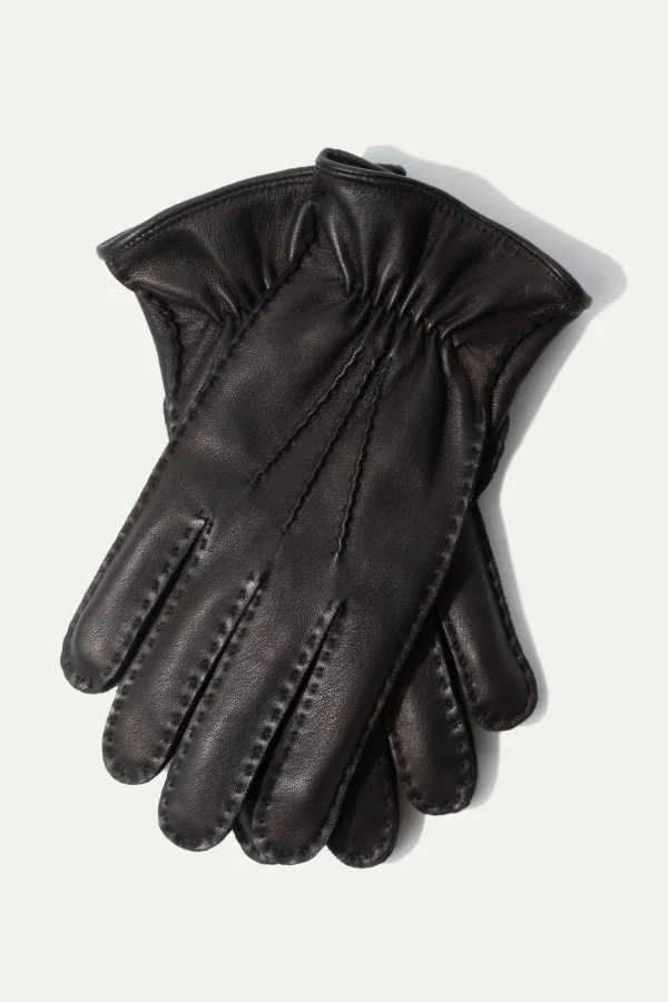 Black deerskin leather gloves - Made in Italy