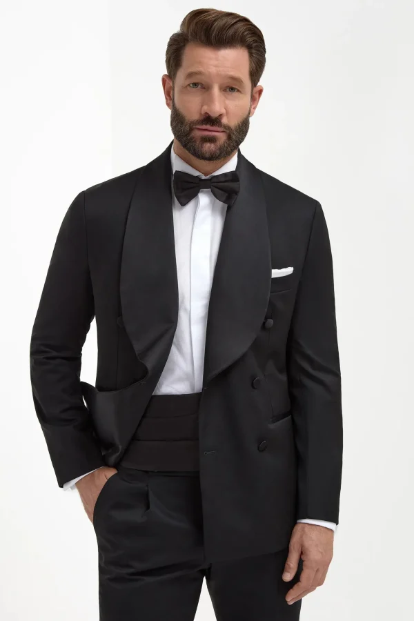 Black double breasted tuxedo jacket - Made in Italy