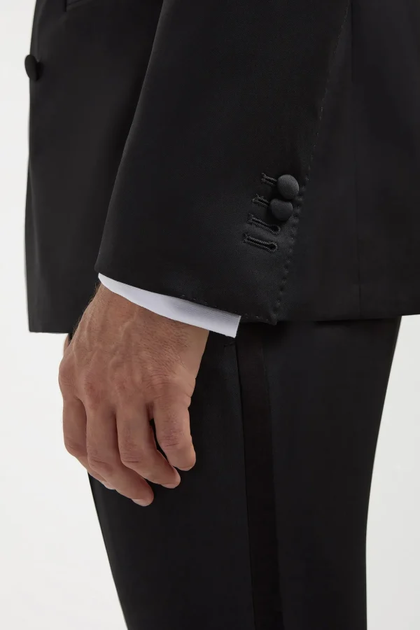 Black double breasted tuxedo jacket - Made in Italy