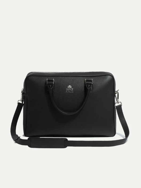 Black leather briefcase - Made in Italy
