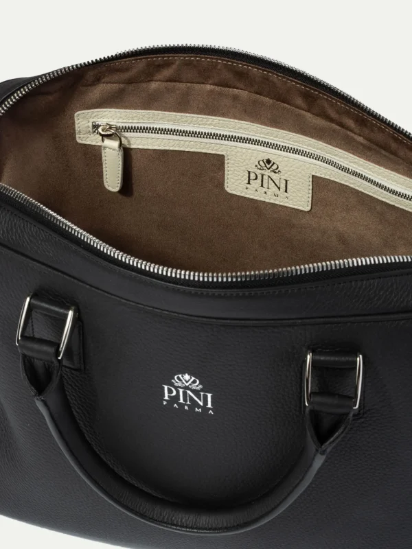 Black leather briefcase - Made in Italy