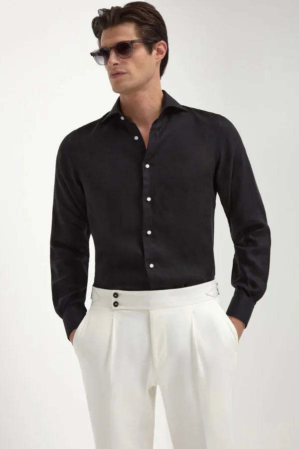 Black linen shirt - Made in Italy