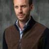 Blue and brown cardigan - Alcantara & wool - Made in Italy