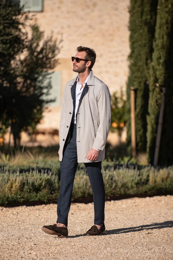 Blue and grey reversible raincoat - Made in Italy