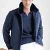 Blue bomber with removable mink collar – Made in Italy