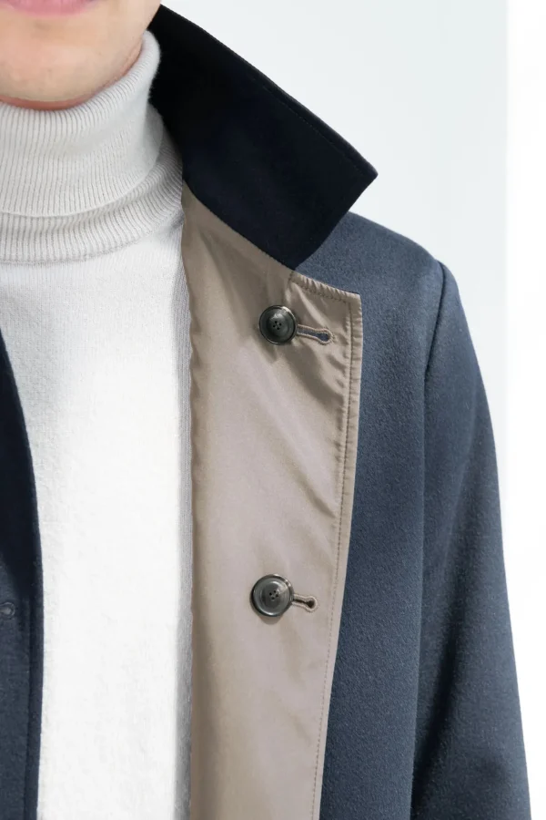 Blue cashmere reversible coat - Made in Italy