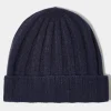 Blue Cashmere rib knit beanie - Made in Italy