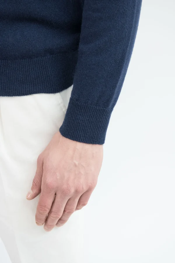 Blue cashmere round neck – Made in italy