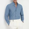 Blue chambray button down shirt - Made in Italy