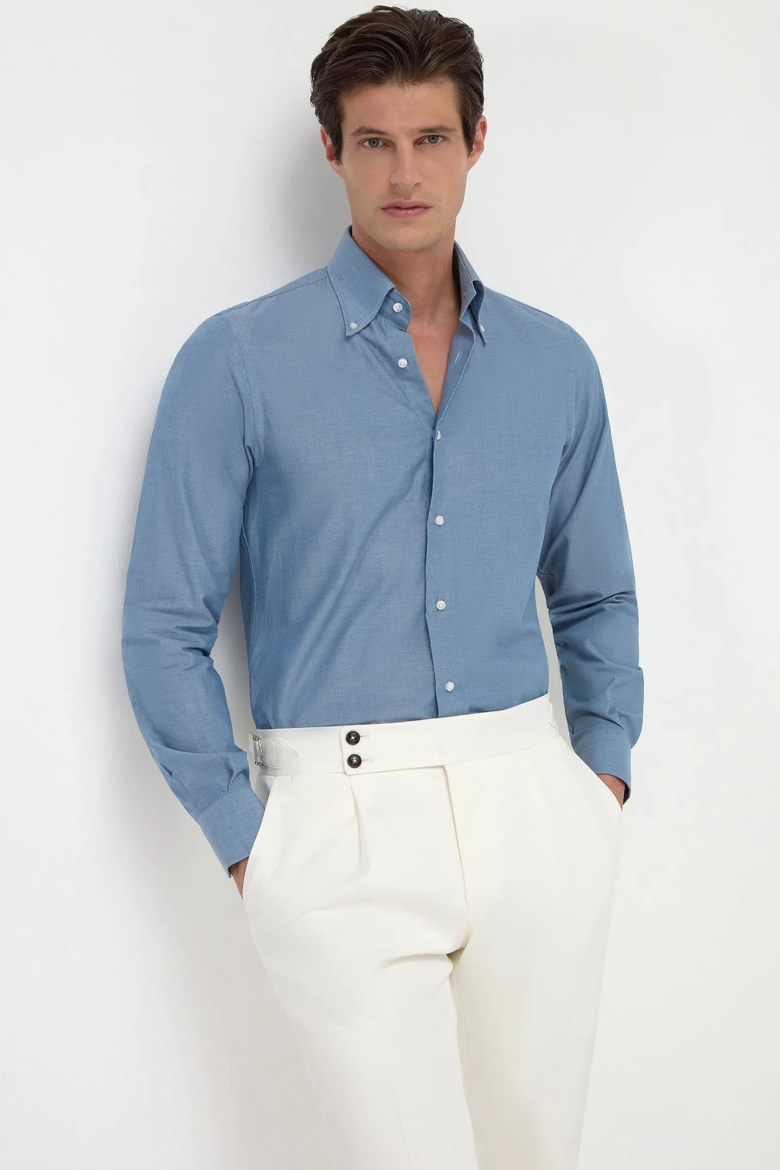 blue_chambray_button_down_0.webp Blue chambray button down shirt - Made in Italy