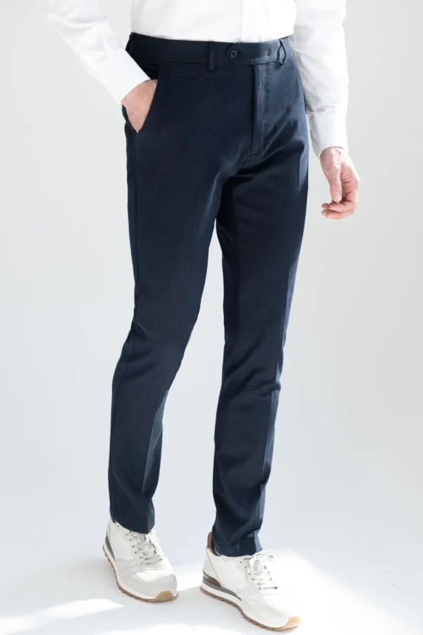 Blue cotton and cashmere Garda trousers - Made in Italy