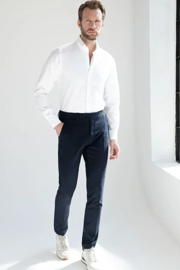 Blue cotton and cashmere Garda trousers - Made in Italy