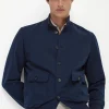 Blue cotton and silk bomber - Made in Italy