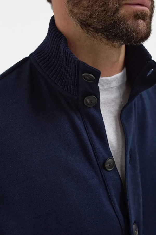 Blue cotton knitted bomber – Made in Italy