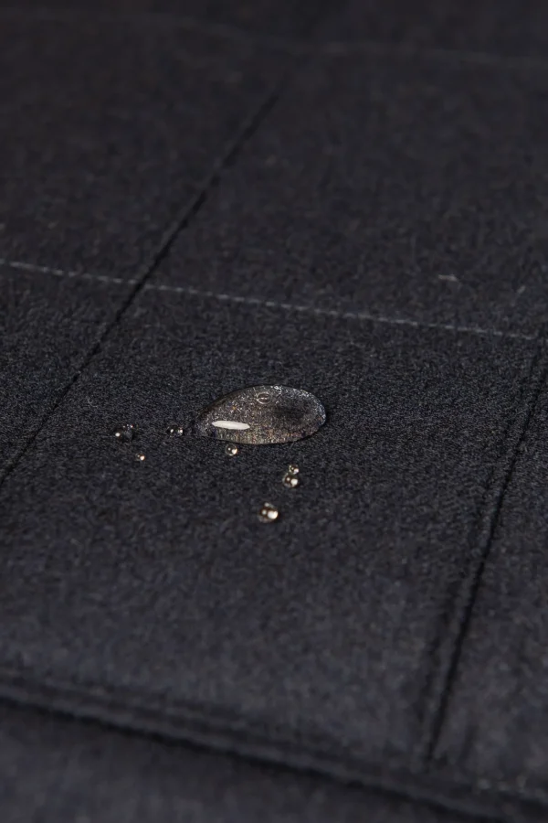Blue down jacket in wool & cashmere – Made in Italy